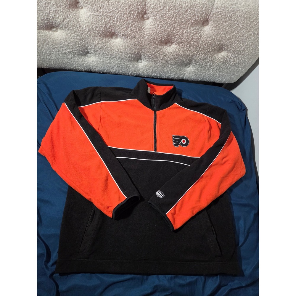 Old Time Hockey Philadelphia Flyers Fleece Quarter Zip Pullover Mens Large Black